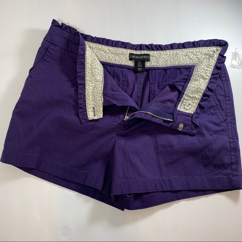 Cynthia Rowley Navy Ruffle Trim short